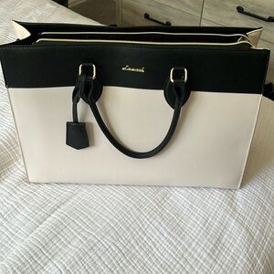 Laptop tote by Loveook white with black trim